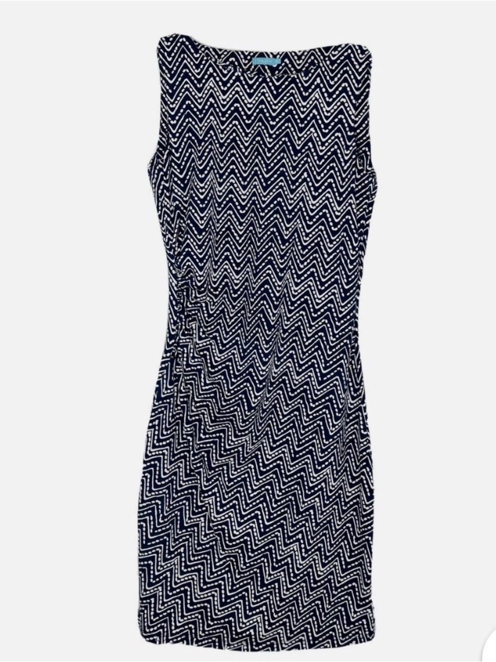 J.McLaughlin Ruched Sleeveless Catalina Cloth Dress M Geometric Crew Neck - Picture 7 of 8